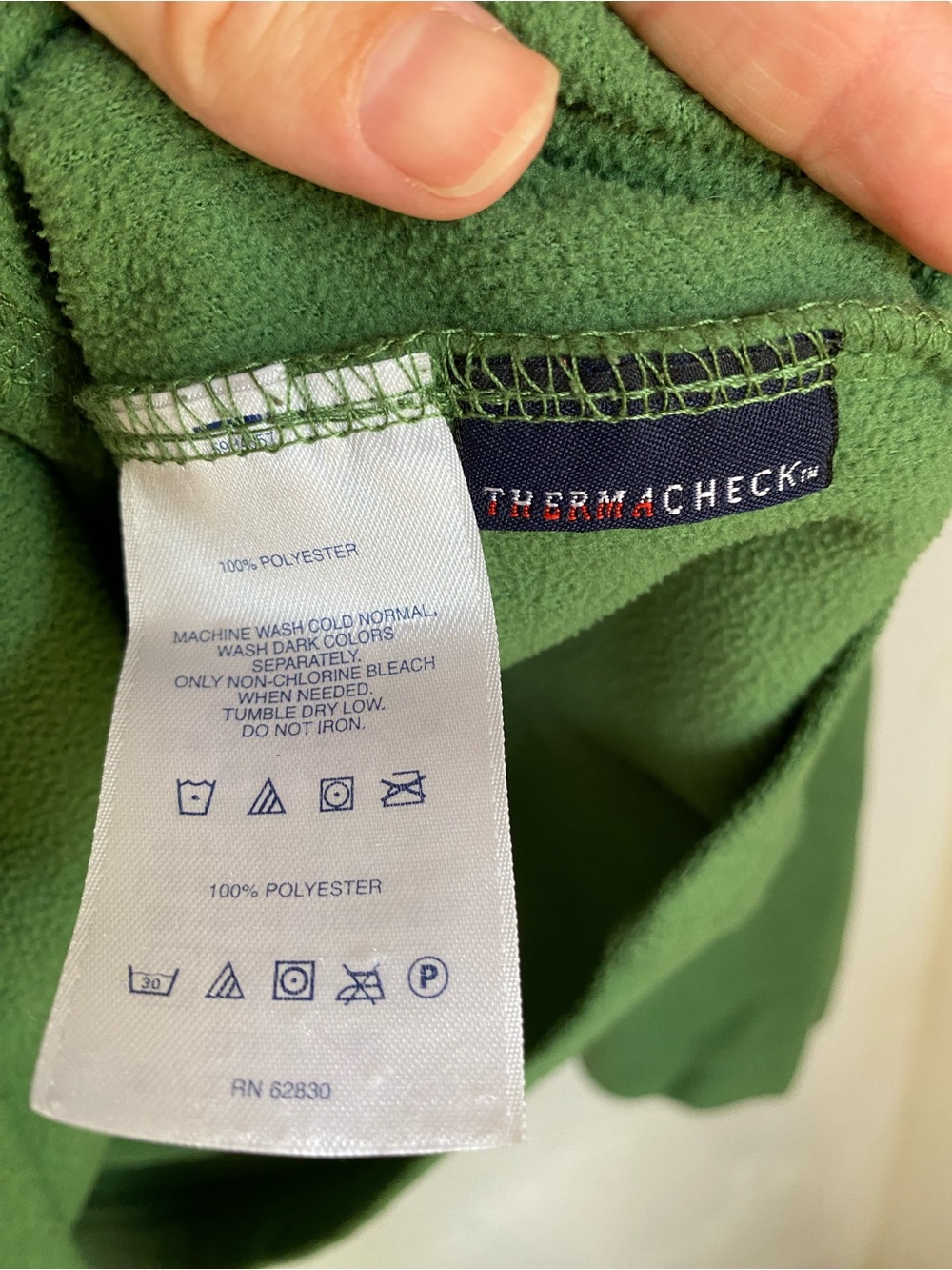 Lands' End Women’s Green Quarter-Zip Fleece Pullover - Picture 5 of 6